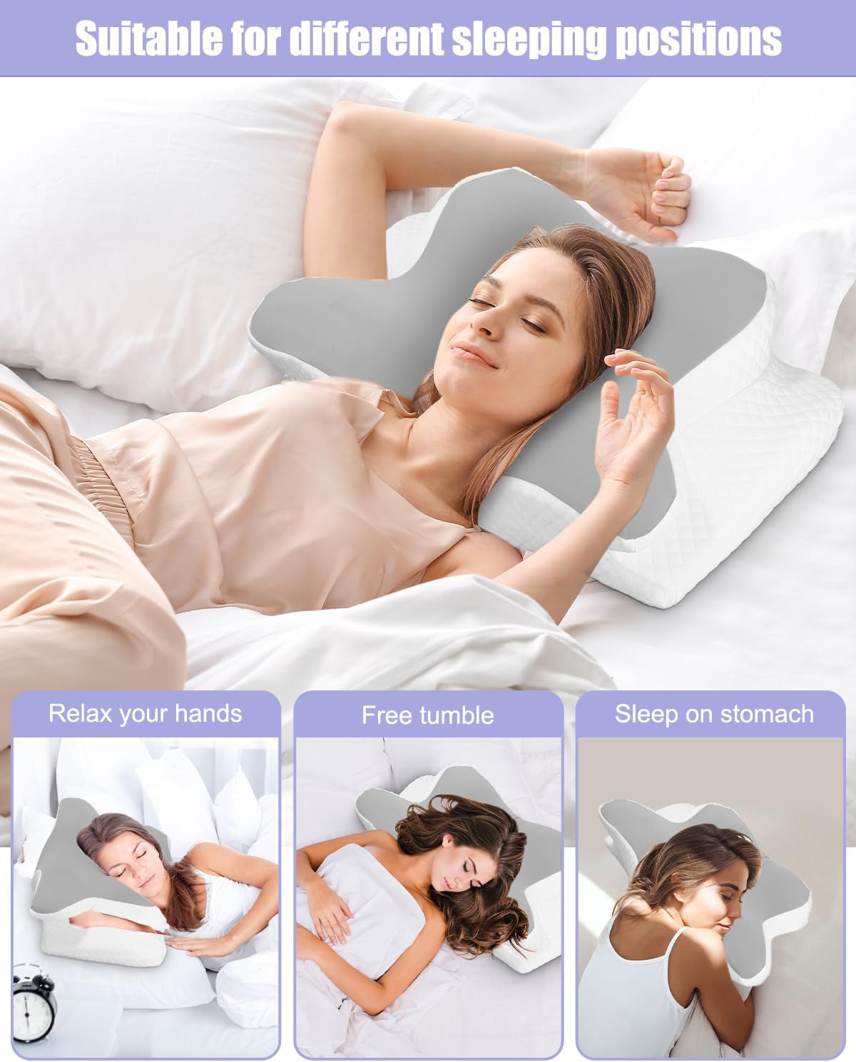 Cuscino per il collo, Cuscino di supporto laterale, Cuscino in memory foam, Cuscino ortopedico, Cuscino ergonomico di supporto per il collo per un supporto ottimale Cuscino di supporto laterale per schiena e stomaco (62 X 41 X 13 CM) Cuscini ortopedici cervicali Naty Shop