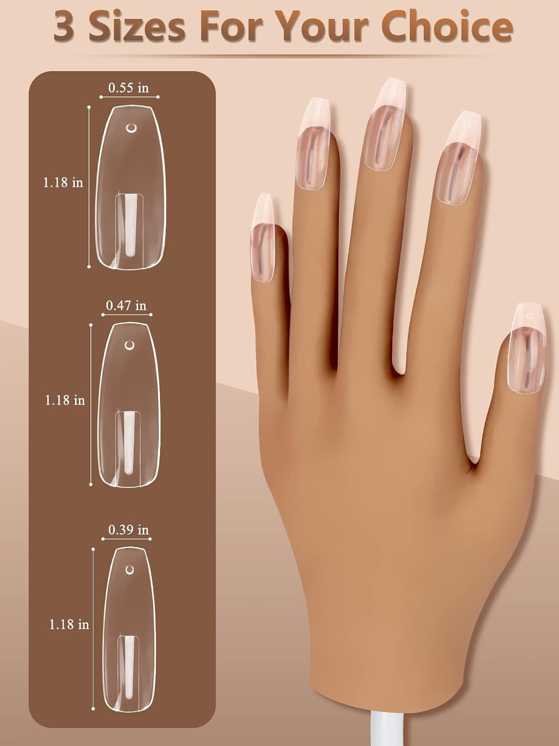 200 punte trasparenti di ricambio per unghie: punte per unghie in acrilico per esercitarsi con le mani per il design delle unghie