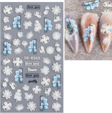JMEOWIO 3D Nagelsticker Blume Frühlings Nail Art Sticker Self-klebend Nagelaufkleber 5D Stereoscopico Estate Bunter Blumen Dekoration Nageldesign Zubehör 4 Blatt