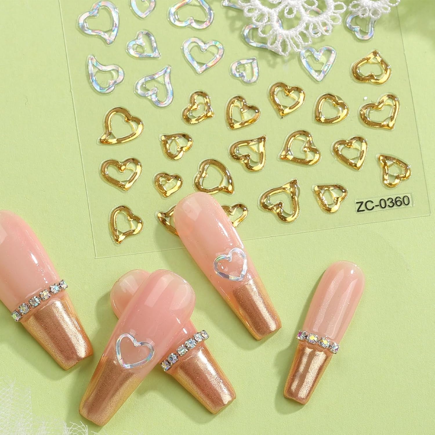 JMEOWIO 6 Black 3D Nagelsticker Goldene Unregelmäßige Geometrische Nail Art Sticker Self-klebend Nagelaufkleber 5D Stereoscopico Dekoration Nageldesign Zubehör