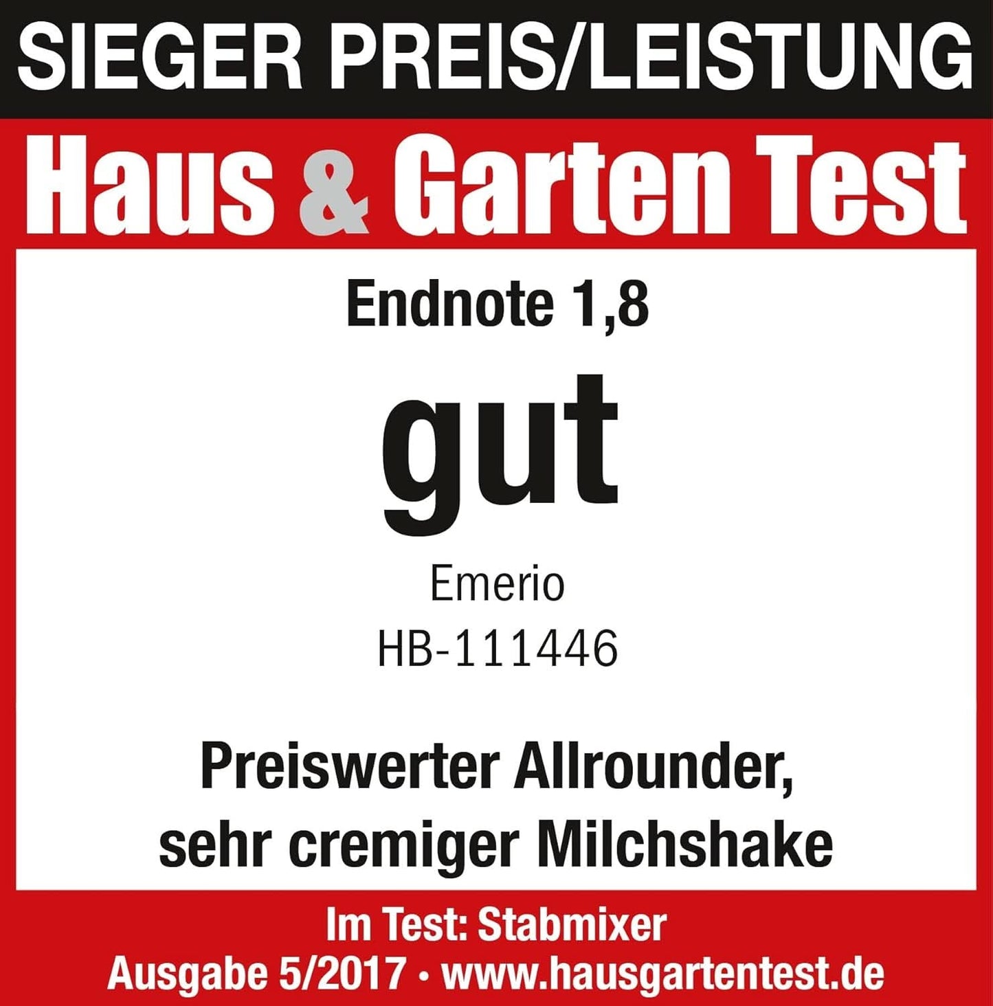Emerio HB-111446 Robot da cucina, TESTSIEGER Preis/Leistung, Gummierter Rutschfester Griff, Edelstahl, Bpa-Frei, Schwarz, 250W Cucina Naty Shop
