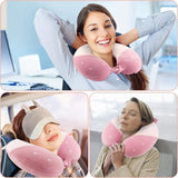 Litimkat Cuscino per Collo per Bambini Cuscino per Collo Portatile,Cuscino da Viaggio,Cuscino in Memory Foam a Forma di U da Viaggio Aereo Auto Treno Ufficio Casa Simpatico Animale Modello Fodera per Cuscino Staccabile (Rosa) Cuscini Ortopedici Cervicali Naty Shop