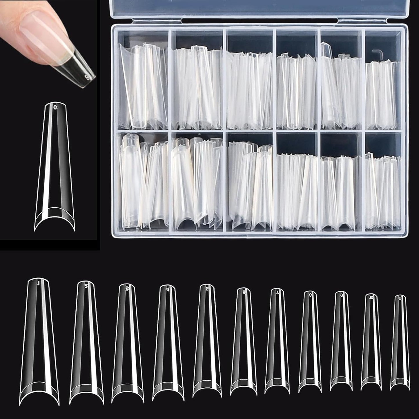 Unghie Finte Extra Lunghe Trasparenti 240 Pezzi Unghie Finte Mezza Copertura Unghie Finte Quadrate Dritte Estensioni per Unghie Alla Francese per Saloni di Nail e Nail Art Fai da Te