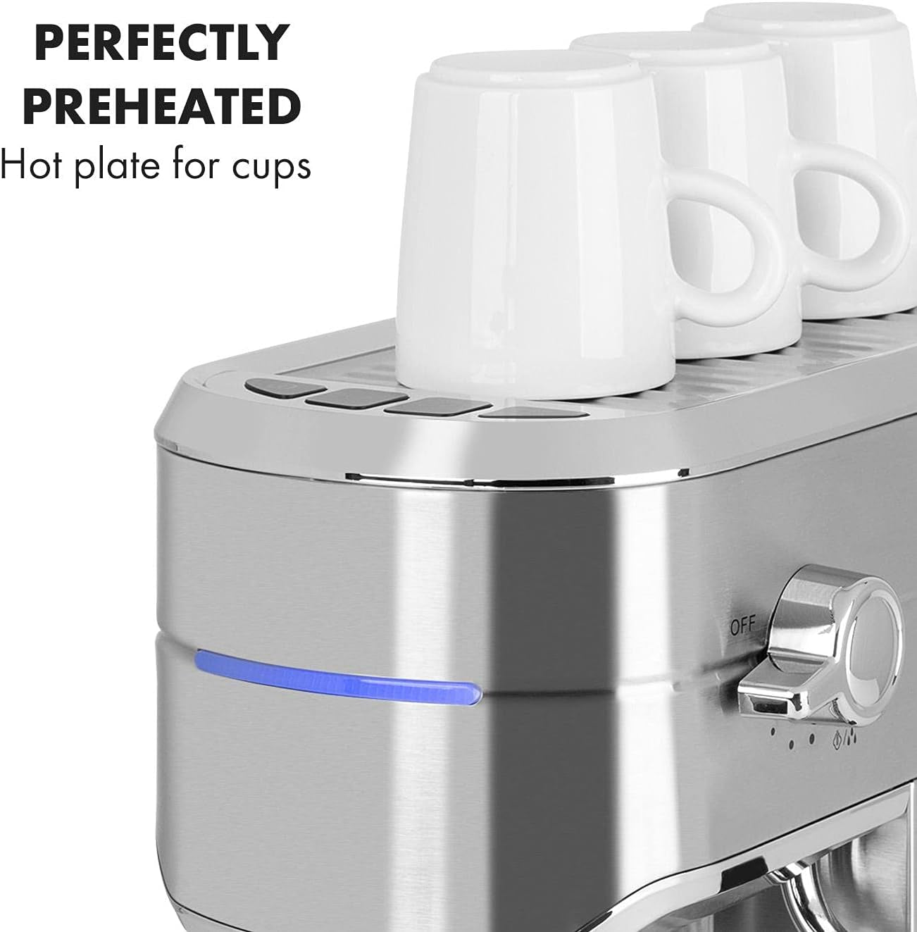 Klarstein Futura Macchina per caffè espresso, Macchina per caffè espresso con filtro portatile, 1450 W, 20 bar, Qualità Barista, Doppio ugello, Arresto del flusso, Macchina per caffè espresso con filtro portatile, Funzione montalatte, Argento