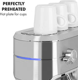 Klarstein Futura Macchina per caffè espresso, Macchina per caffè espresso con filtro portatile, 1450 W, 20 bar, Qualità Barista, Doppio ugello, Arresto del flusso, Macchina per caffè espresso con filtro portatile, Funzione montalatte, Argento