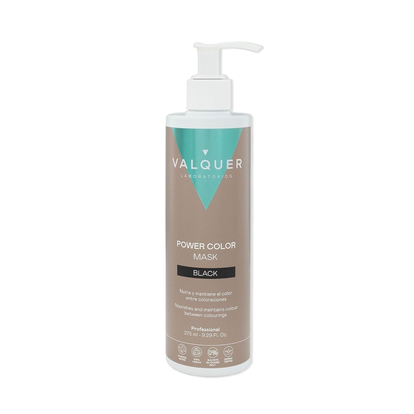 Valquer Power Color Mask formulazione vegana e senza siliconi Dona colore ai capelli 290 ml nero Naty Shop Hair Mask Black 290 Ml (confezione da 1)