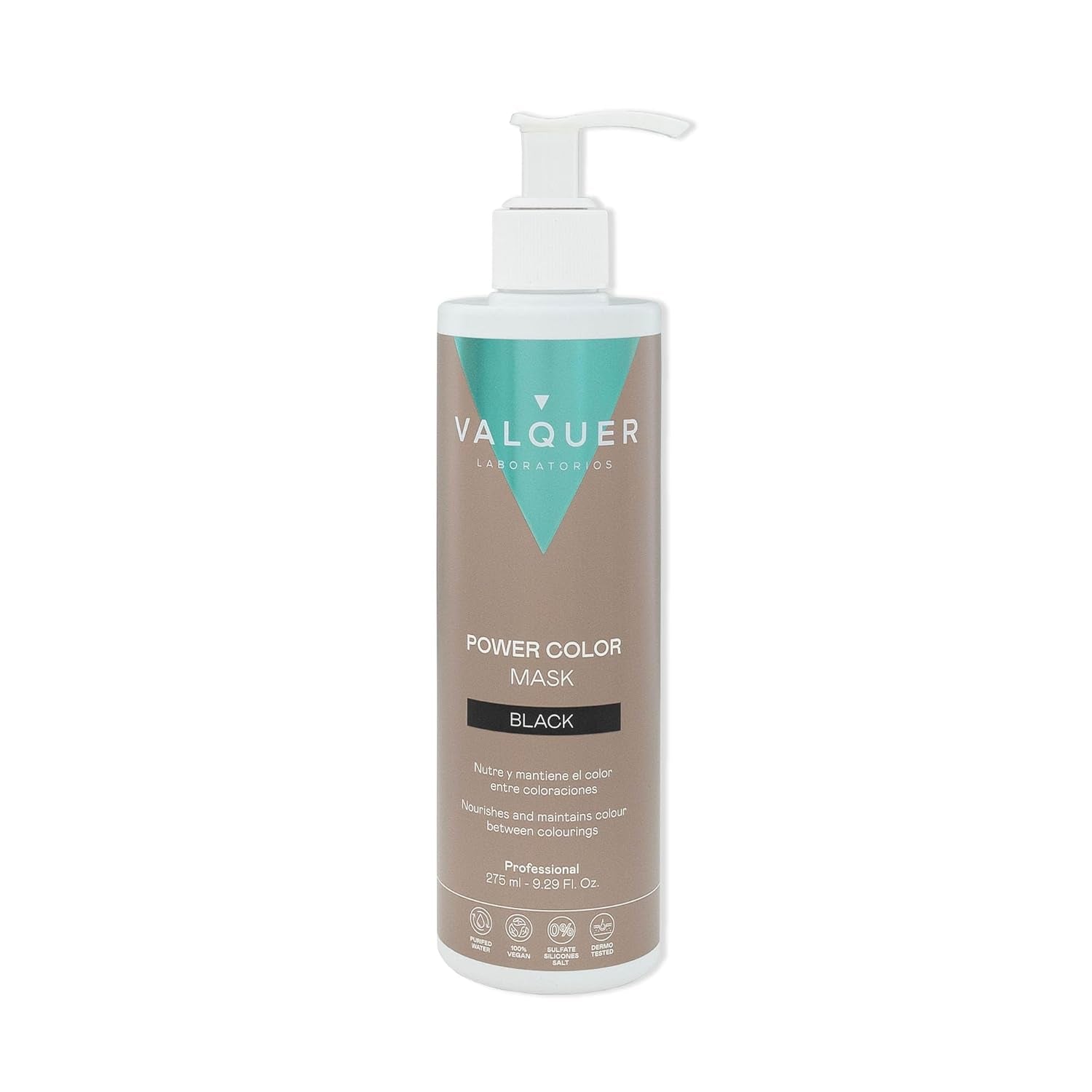 Valquer Power Color Mask formulazione vegana e senza siliconi Dona colore ai capelli 290 ml nero Naty Shop Hair Mask Black 290 Ml (confezione da 1)