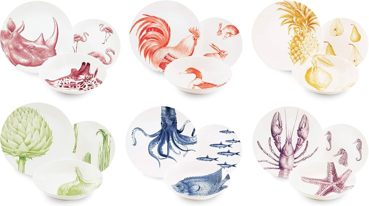 Piatto Excelsa Flora & Fauna, ceramica, multicolore