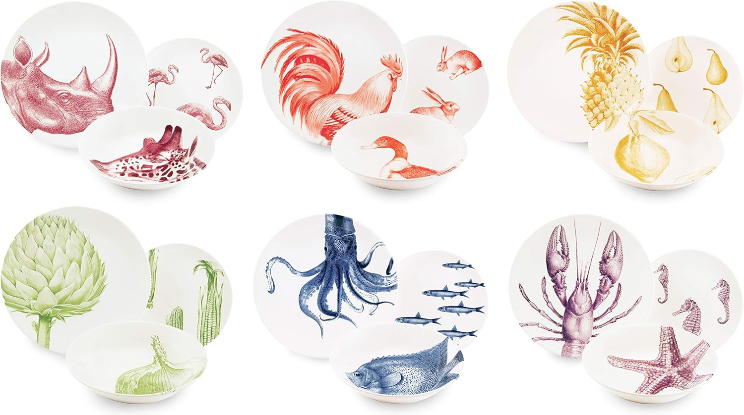 Piatto Excelsa Flora & Fauna, ceramica, multicolore