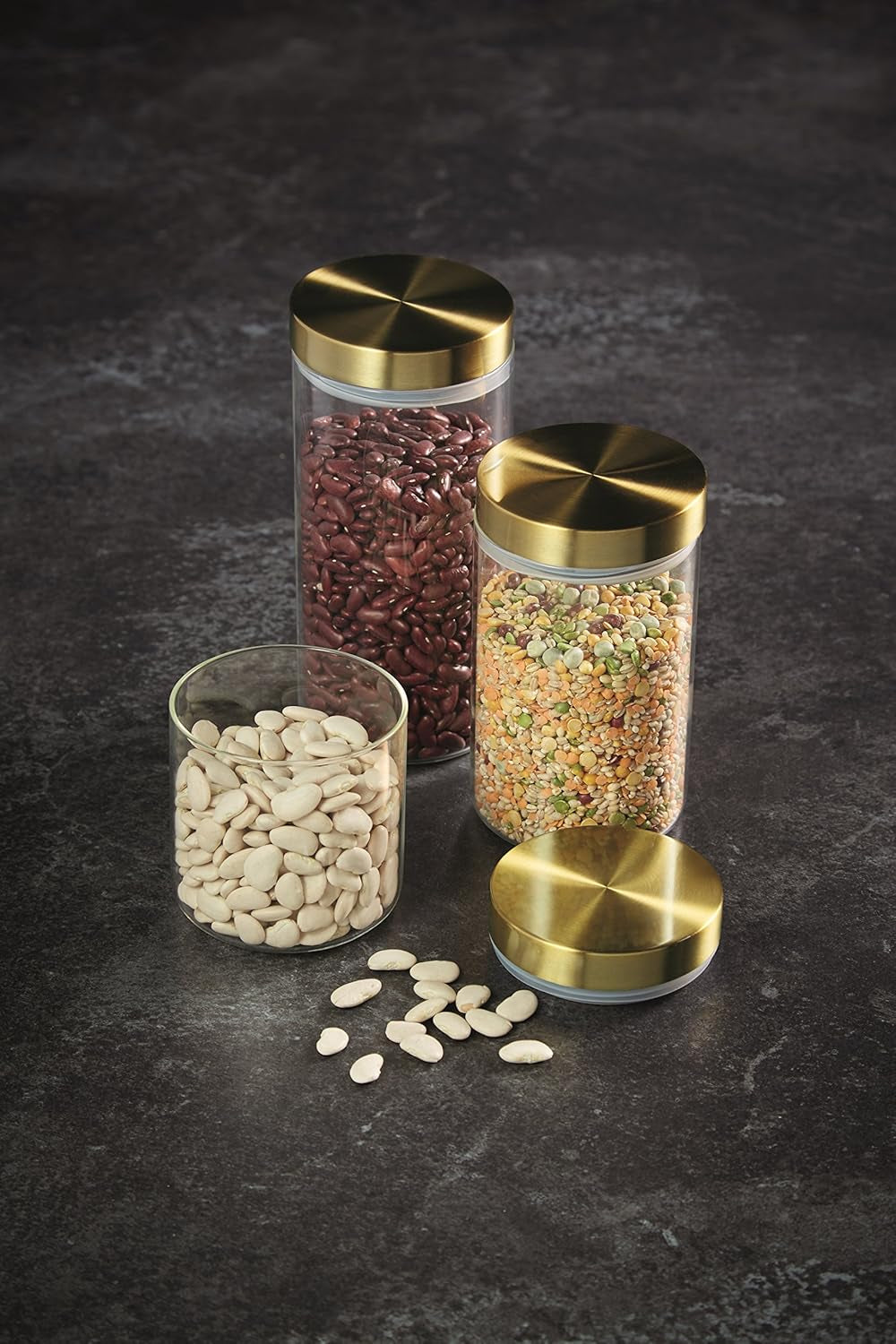 MasterClass Barattolo ermetico per alimenti in vetro con coperchio in ottone, 700 ml (1,25 pezzi) Scatole per alimenti Naty Shop