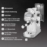 CASO EspressoGourmet Crema - Macchina per caffè espresso portafiltro con montalatte, espresso, cappuccino, portafiltro in acciaio inossidabile, pompa ULKA 20 bar, macchina da caffè, caffè macinato, capsule ESE