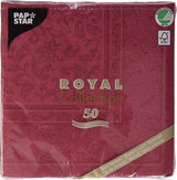 50 tovaglioli "ROYAL Collection" piega 1/4 40 Cm X 40 Cm Bordeaux "Ornamenti"