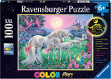 Ravensburger Puzzle per Bambini - 13670 Unicorni al Chiaro di Luna - Puzzle Unicorno Illuminato per Bambini 6+ 100 Pezzi Formato XXL, Si Illumina al Buio Puzzle Naty Shop Unicorni al Chiaro di Luna
