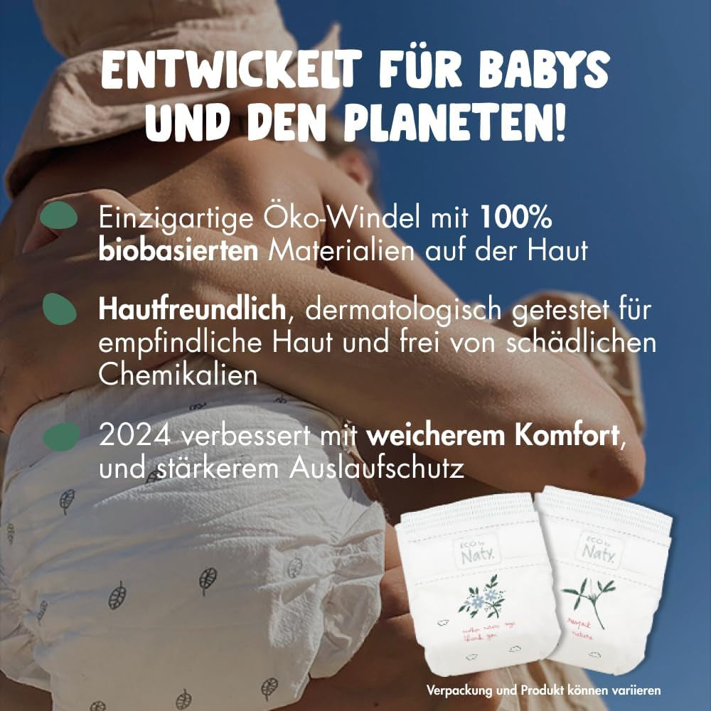 Pannolini Eco Eco by Naty Baby Eco Pannolini - pannolini biologici premium, ecologici, realizzati con materiali a base vegetale, ideali per la pelle sensibile del bambino (taglia 5 - 80 pezzi)