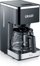 GRAEF. Macchina per caffè espresso con filtro FK402 Nera, 1,25 L, funzione di mantenimento in caldo, timer, funzione di pre-infusione, testa di infusione per uno sviluppo ottimale del sapore, facile da usare