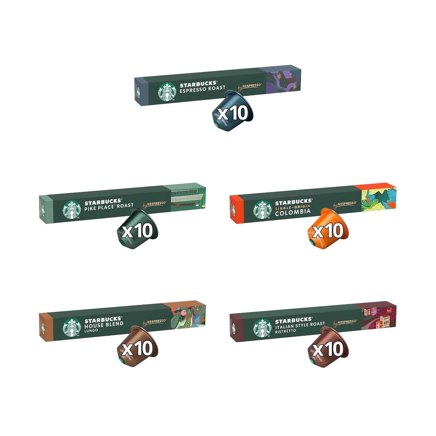 STARBUCKS Coffee Shop Classics – Confezione STARBUCKS Espresso Roast di Nespresso, Kaffeekapseln 10 x 10 (100 Kapseln) – Exklusiv bei Amazon