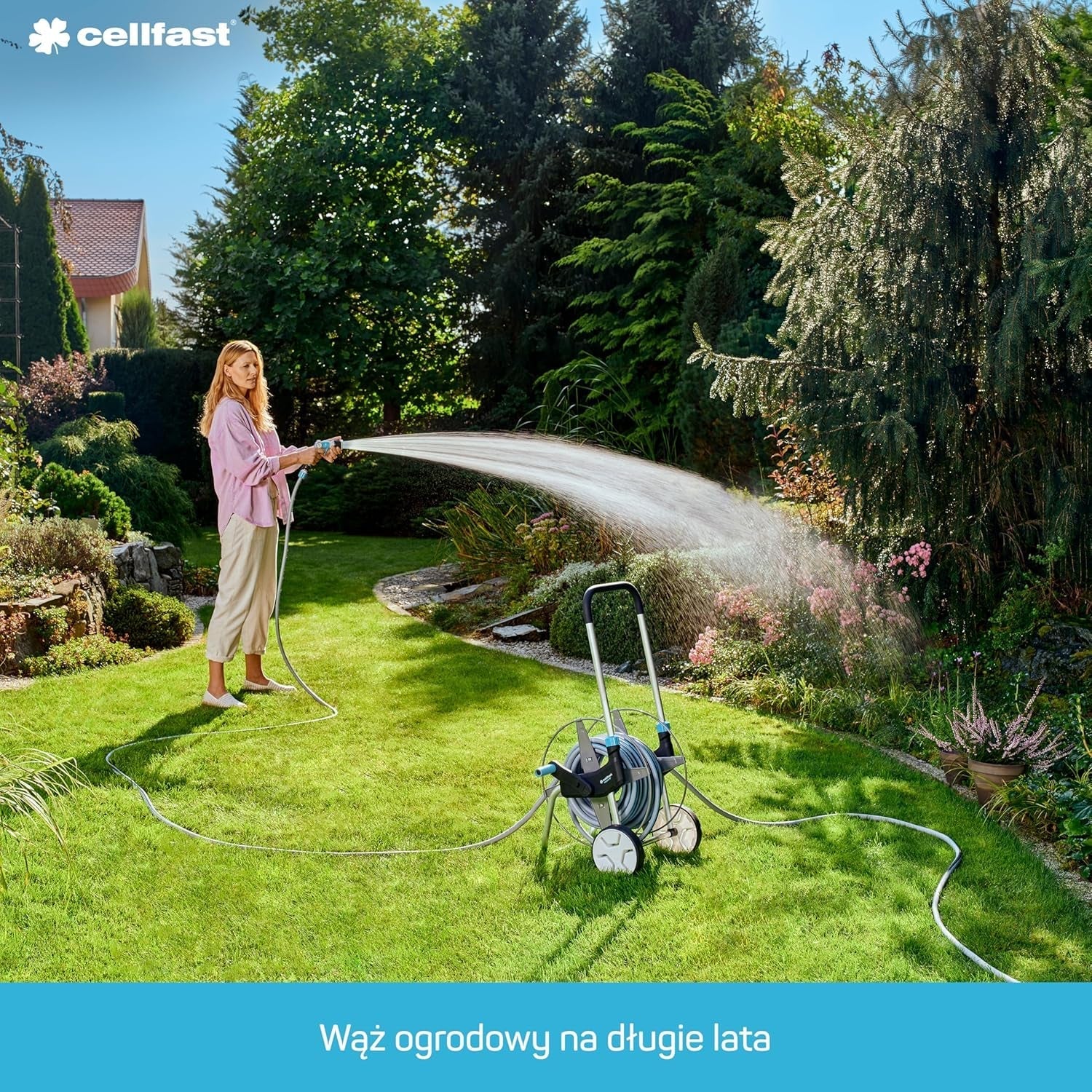 Tubo da giardino Cellfast MULTIFLEX PRO, durevole, 6 capi, treccia lavorata ATS2, resistente ai raggi UV e alle alghe, senza metalli pesanti, tecnologia Velvet, 35 bar, -20/+65°C, 3/4", 30m