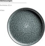 MÄSER 934110 Serie Filippa, Servizio da tavola in ceramica per 4 persone, Servizio da tavola moderno combinato con 16 pezzi; Piatti, ciotole e tazze con smalto reattivo in verde e nero, Gres, Verde