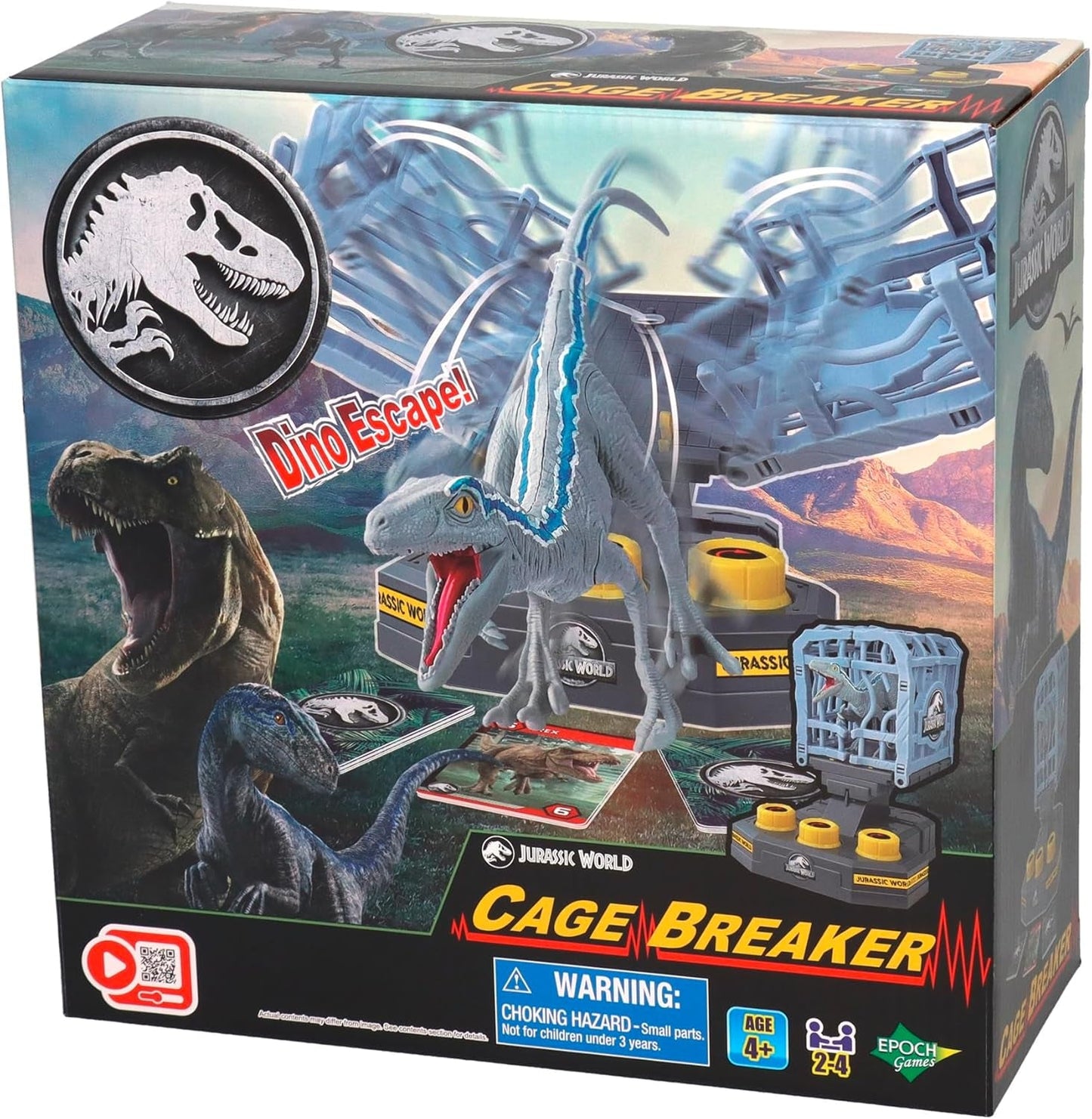 EPOCH Games, Jurassic World - Cage Breaker, 7523, Dinosauro giocattolo, Gioco da tavolo per bambini dai 4 anni in su