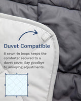 Piumino alternativo reversibile per tutte le stagioni Twin/Twin XL - Traspirante, extra lungo, di alta qualità, morbida microfibra - Inserto copripiumino grigio Trapunte e trapunte Naty Shop