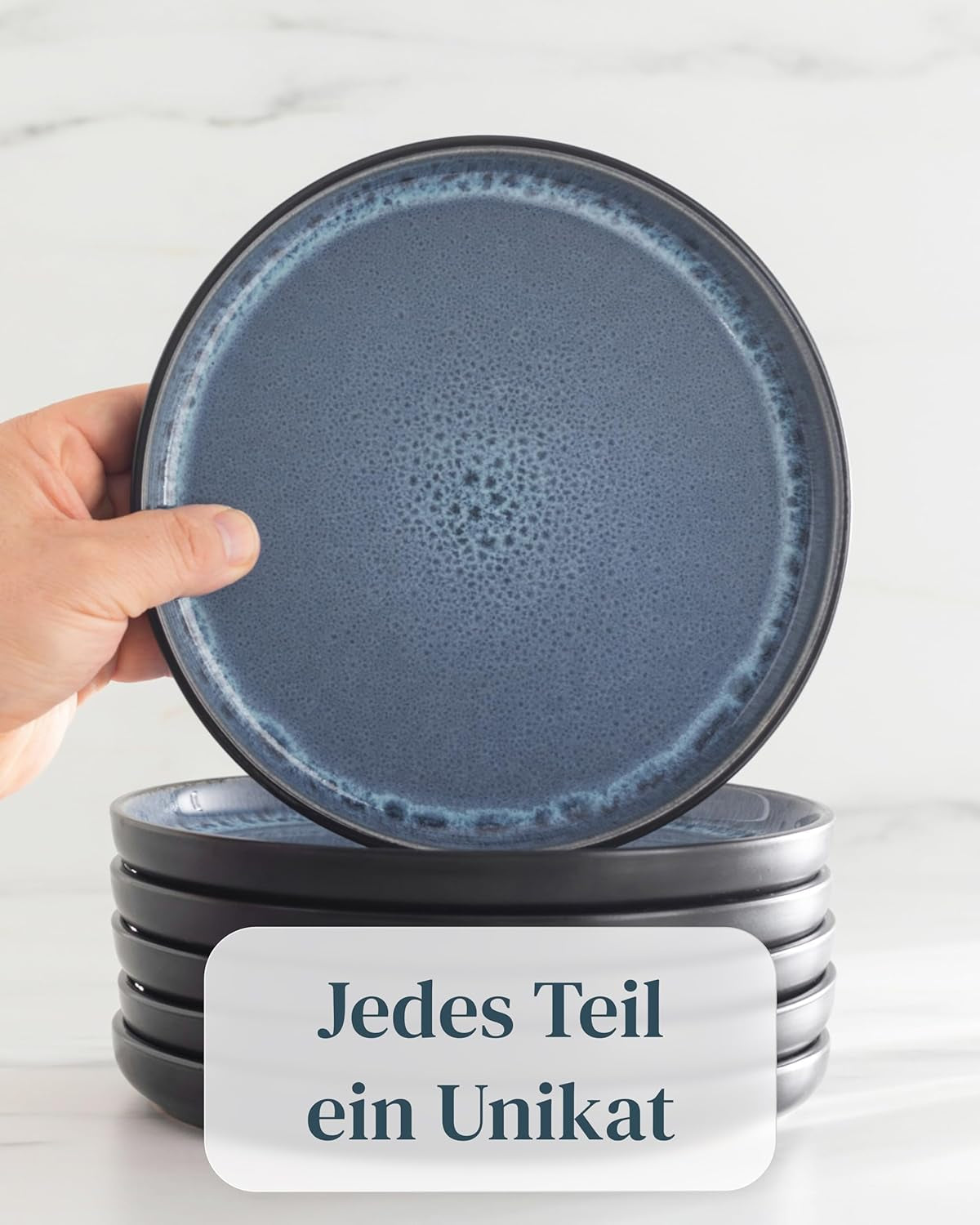 Servizio stoviglie 18 pezzi in gres ceramica per 6 persone, design Ibiza, VINCITORE DEL TEST. Uno splendido set di stoviglie mediterranee in gres ceramico comprensivo di ciotole e piatti. Set di stoviglie Pure Living in blu fumoso.