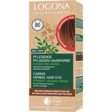 LOGONA Natural Cosmetics Tintura per capelli nutriente alle erbe, tintura per capelli vegana in polvere di henné biologico per colore e lucentezza intensi, tintura per capelli alle erbe in biondo rame (biondo), 1 x 100 g di tintura per capelli rosso mogano 100 g (1 confezione)