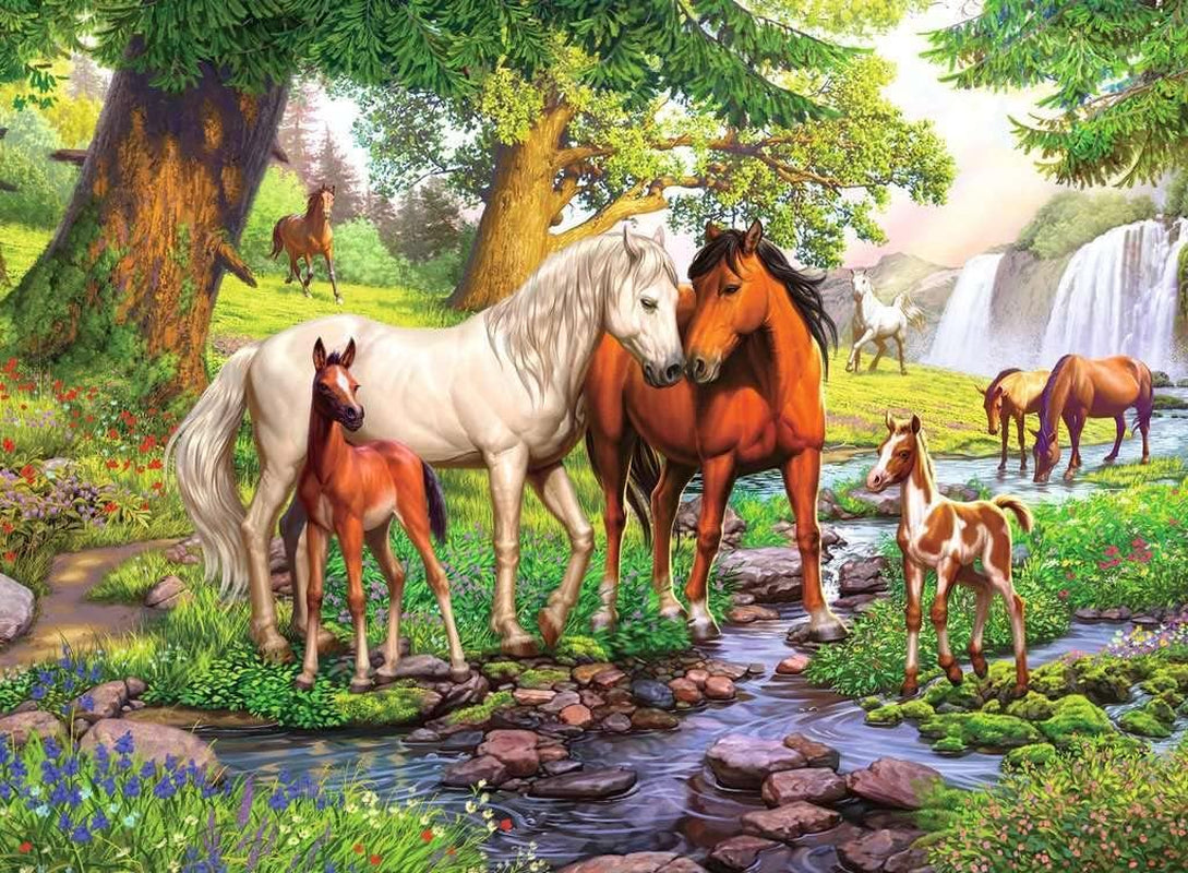Puzzle per bambini Ravensburger - 12904 Cavalli selvaggi vicino al fiume - Puzzle cavallo da 300 pezzi per bambini dai 9 anni in su in formato XXL Puzzle Naty Shop