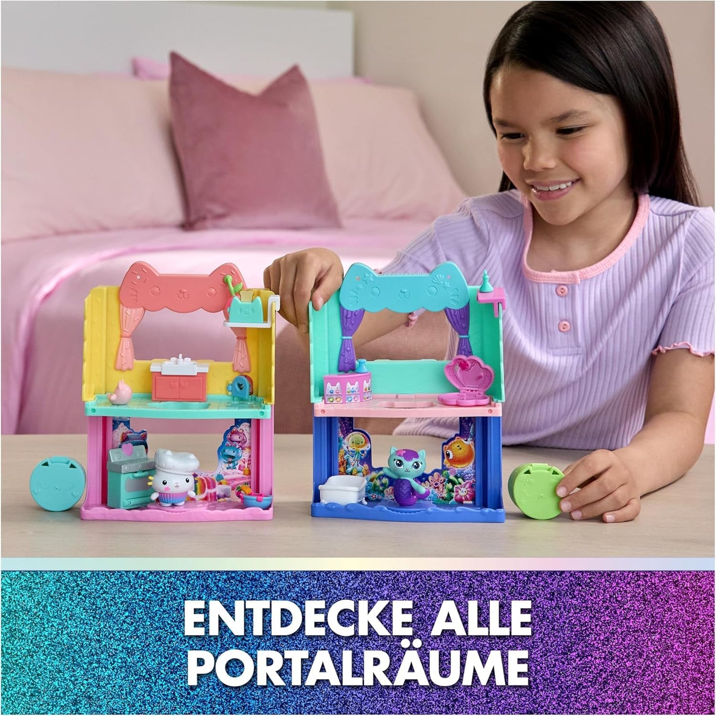 DREAMWORKS GABBY'S DOLLS HOUSE: THE MOVIE - Sala del portale La cucina cosparsa di zucchero di Kuchi con personaggio e accessori, dai 3 anni in su