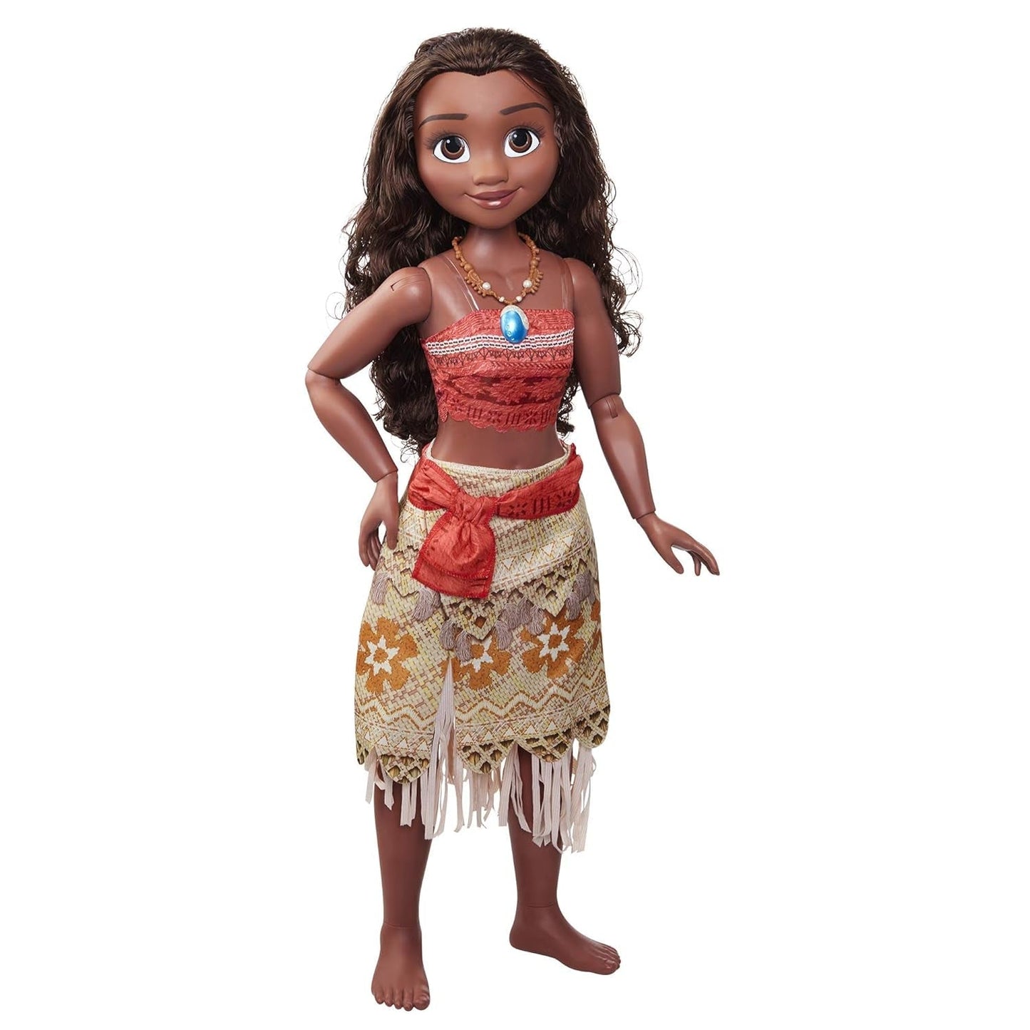 Disney Princess Vaiana, bambola da gioco da 80 cm, di Jakks Pacific, bambola mobile con spazzola per pettinare i riccioli ondulati, abito ispirato al film, collana con ciondolo staccabile Bambole Naty Shop