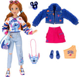 Bambole alla moda Disney ILY 4EVER Stitch con capelli rossi, alte 29 cm, con 13 punti di articolazione, due abiti completi mix-and-match e uno scintillante anello di Topolino per te!