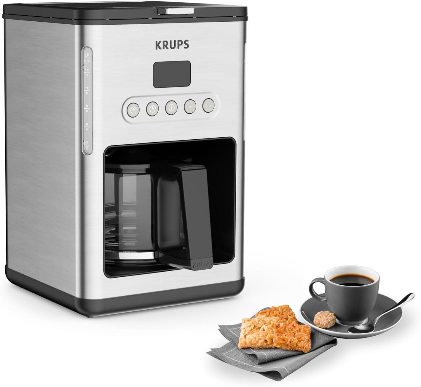 Macchina per caffè espresso con filtro Krups KM442D Premium | 10-15 tazze | 1000 watt | programmabile | funzione mantieni caldo | acciaio inossidabile | nero