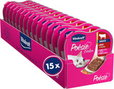 Vitakraft Poésie Création, cibo umido per gatti, cibo umido in salsa, con manzo e carota, confezione sfusa, senza zuccheri o cereali aggiunti (15 x 85 g)