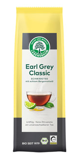 Tè nero classico Lebensbaum Earl Grey con olio naturale di bergamotto e limone, armonico, aromatico, 100% biologico, sfuso, 100g