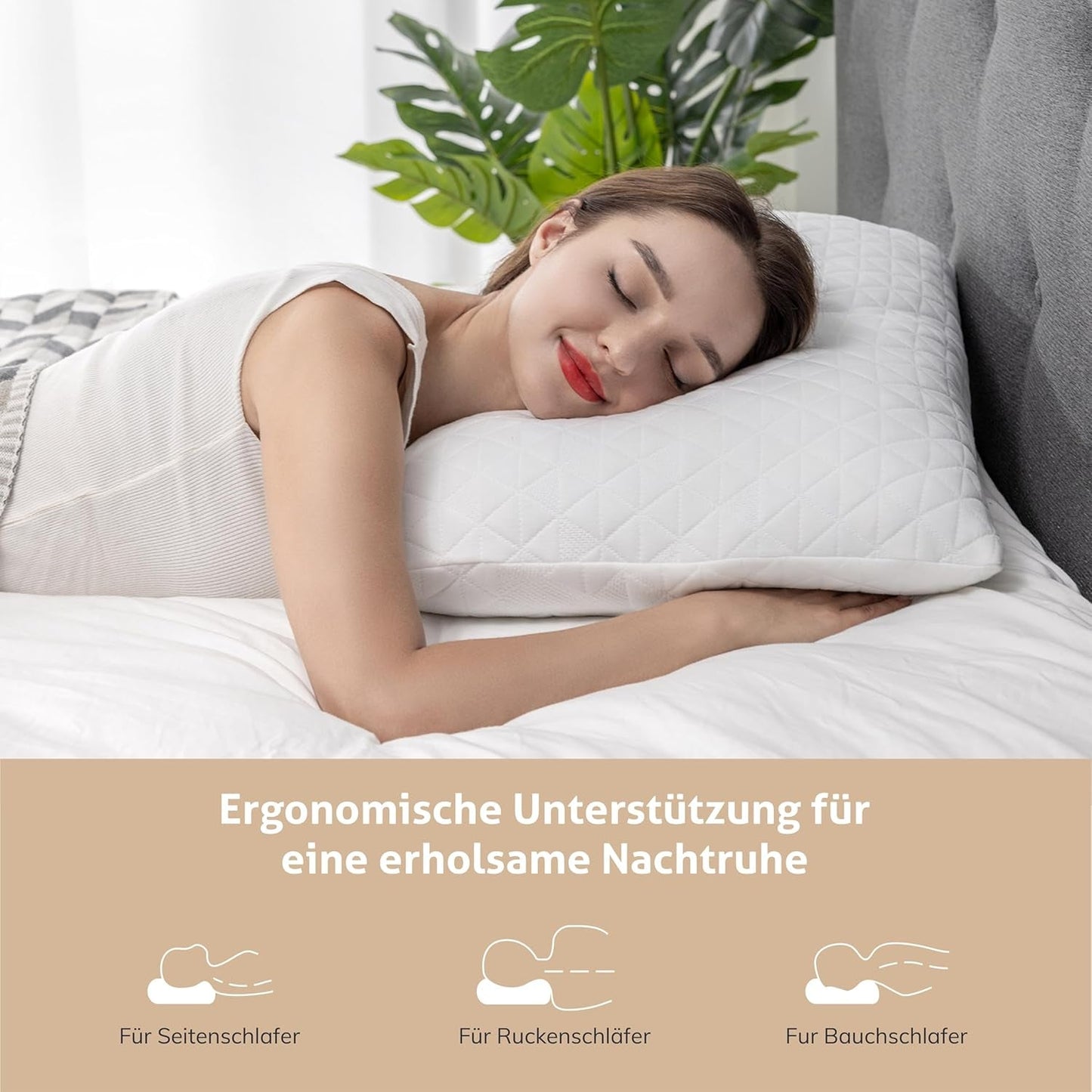 Cuscino in memory foam EGO HOME 40x80 cm con memory foam triturato - Cuscino di supporto per il collo traspirante ed ergonomico per chi dorme sul fianco, sulla schiena o sulla pancia - Certificato Oeko-Tex - Fodera lavabile