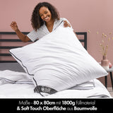 Cuscino 80X80 cm - design 2 in 1 - cuscino nel cuscino - grande cuscino per dormire traspirante e lavabile e 100% vegano - 2 cuscini 3 opzioni - cuscino con imbottitura 600G e 1200G Cuscini standard Naty Shop