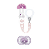 MAMMA | Ciuccio e catenella per ciuccio, 6+ mesi, selezione colore casuale, anatomico, simmetrico, in silicone, lavabile, lunghezza regolabile, compatibile con tutti i tipi di ciuccio