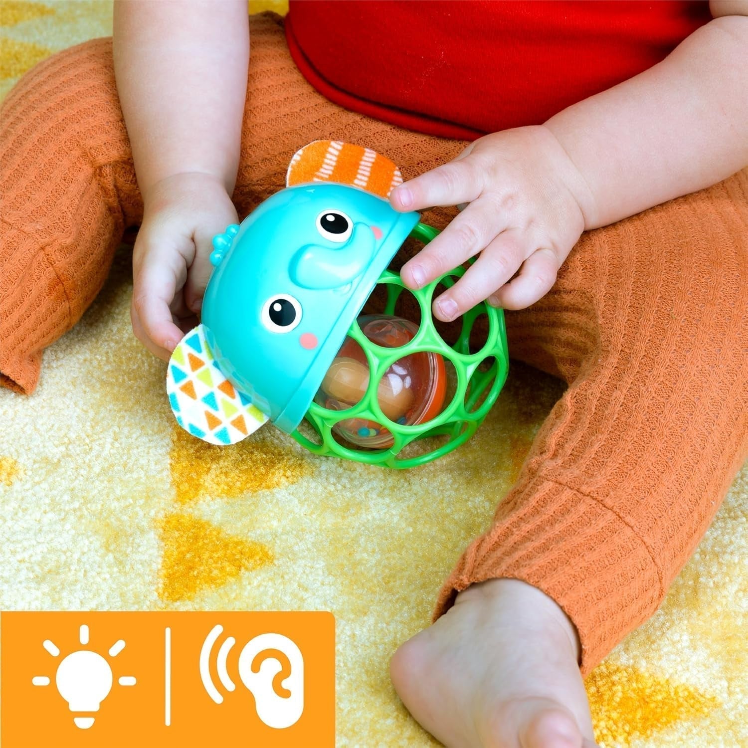 Bright Starts Giggle & Glow Campana che si illumina al buio Elefante giocattolo Oball facile da catturare Neonato+Giocattoli unisex per bambini Naty Shop