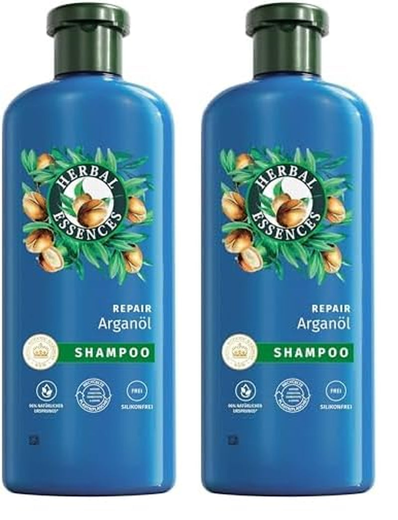 Herbal Essences Maschera riparatrice per capelli con olio di argan 300ml. Dai capelli danneggiati ai capelli più lisci e lucenti. Terapia intensiva. Con ingredienti di origine naturale. Maschera per capelli Vegan Naty Shop 350 Ml (confezione da 2) Shampoo