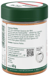 Fuchs Gewürze - Pepe di cayenna gemahlen - per einen scharfen Geschmack in tutti i tipi di piatti - ingredienti naturali - 60 g in wiederverwendbarer, recyclebarer Dose