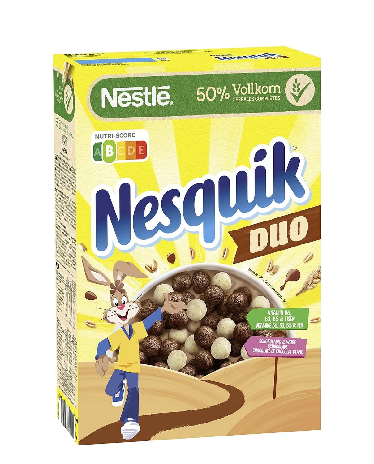NESTLE Nesquik Duo, Cereali Al Cioccolato Fondente E Bianco Con Farina Integrale, Confezione Da 7 X 325 Grammi Naty Shop Cereali