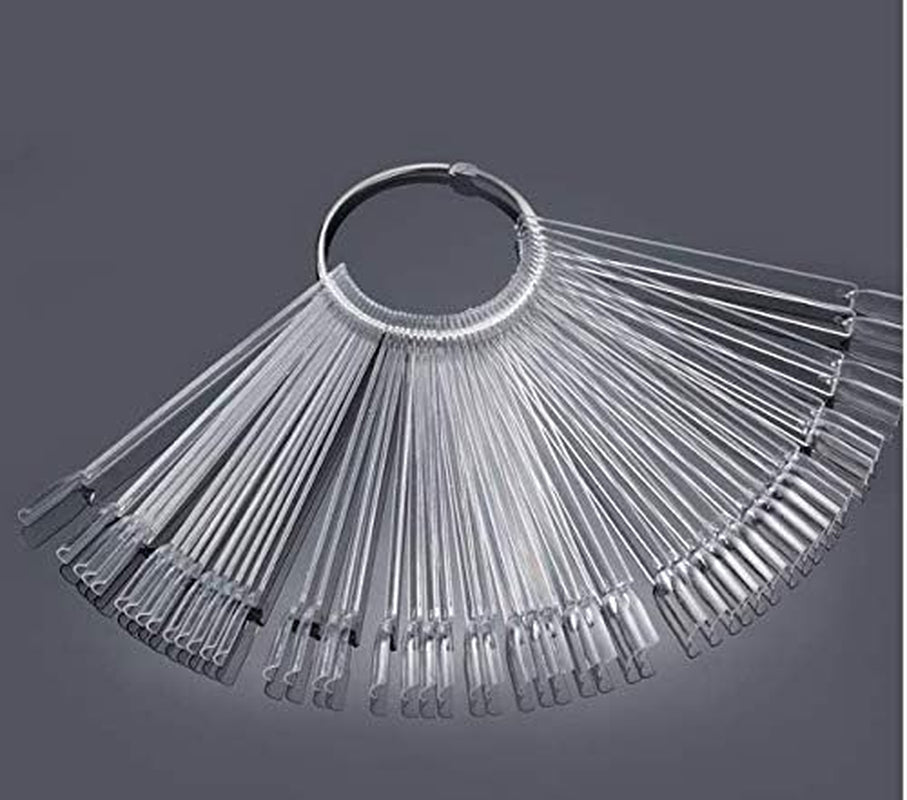 50 pezzi Anelli per punte per nail art, Piastre colorate trasparenti, Bastoncini per anelli per display per smalto, Pratica per salone di bellezza, Display per punte per unghie per esposizione e pratica di nail art fai da te