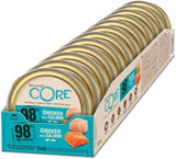 Wellness CORE 98% 12 x 85g, Pollo e Salmone - Cibo umido per gatti, patè denso, senza cereali, naturale, ipoallergenico, ricco di proteine, ricco di carne