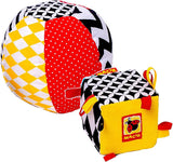 magdum 2 set gioco baby cube + palla in stoffa - gioco motricità da 1 anno - gioco per bambini 6 mesi - gioco montessori - gioco educativo 1 anno - regalo per bambini - palla per bambini - cubo per bambini - regali per bambini Giocattoli Bebe Naty Shop