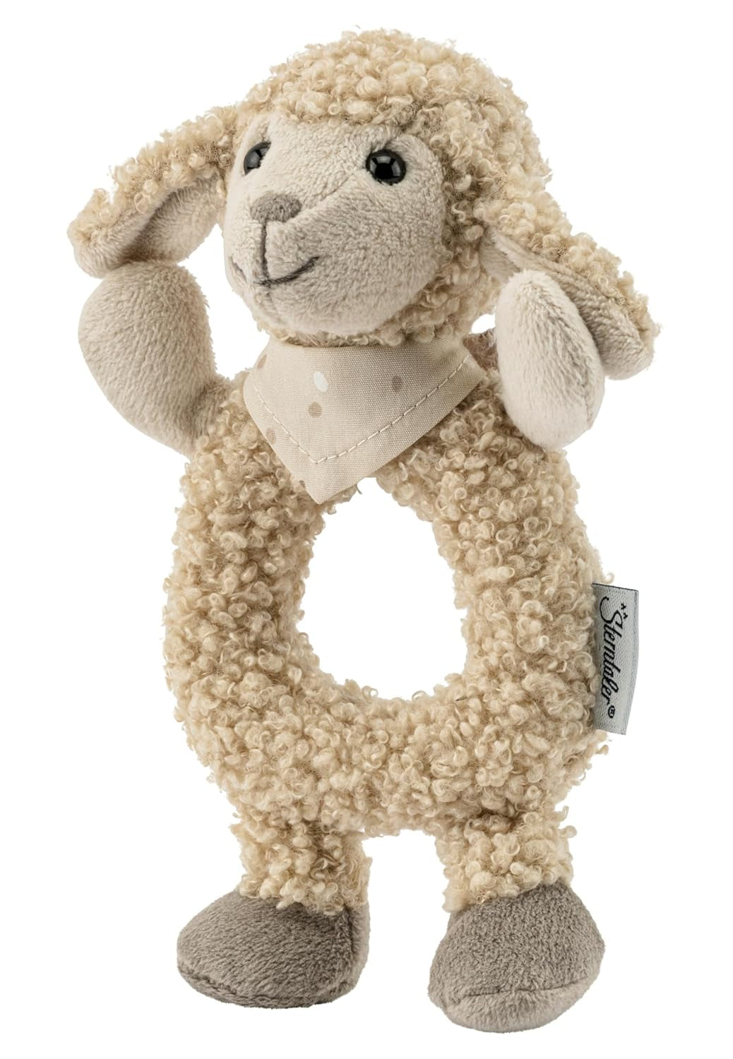 Flocke Sheep Sterntaler Catch Toy - giocattolo per l'attività motoria da sonagliare, toccare e giocare - peluche per neonati e bambini con sonaglio come amico fedele - giocattolo per bambini in morbido tessuto color sabbia Baby Toys Naty Shop