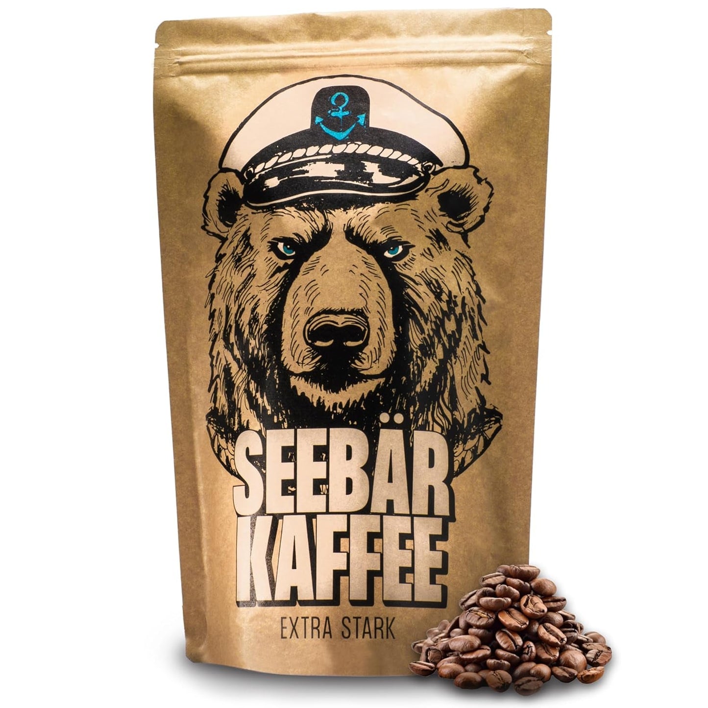 CAFFÈ SEEBÄR - Caffè in grani extra forti - 500 g - Bassa acidità e aroma intenso - Grani interi per macchine da caffè completamente automatiche, espresso e French press - Alto contenuto di caffeina e bassa acidità