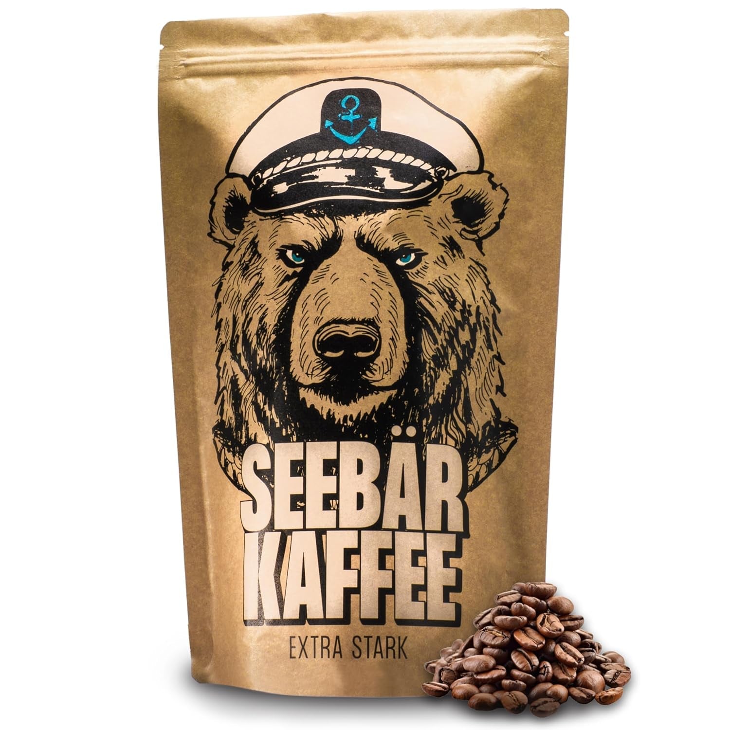 CAFFÈ SEEBÄR - Caffè in grani extra forti - 500 g - Bassa acidità e aroma intenso - Grani interi per macchine da caffè completamente automatiche, espresso e French press - Alto contenuto di caffeina e bassa acidità