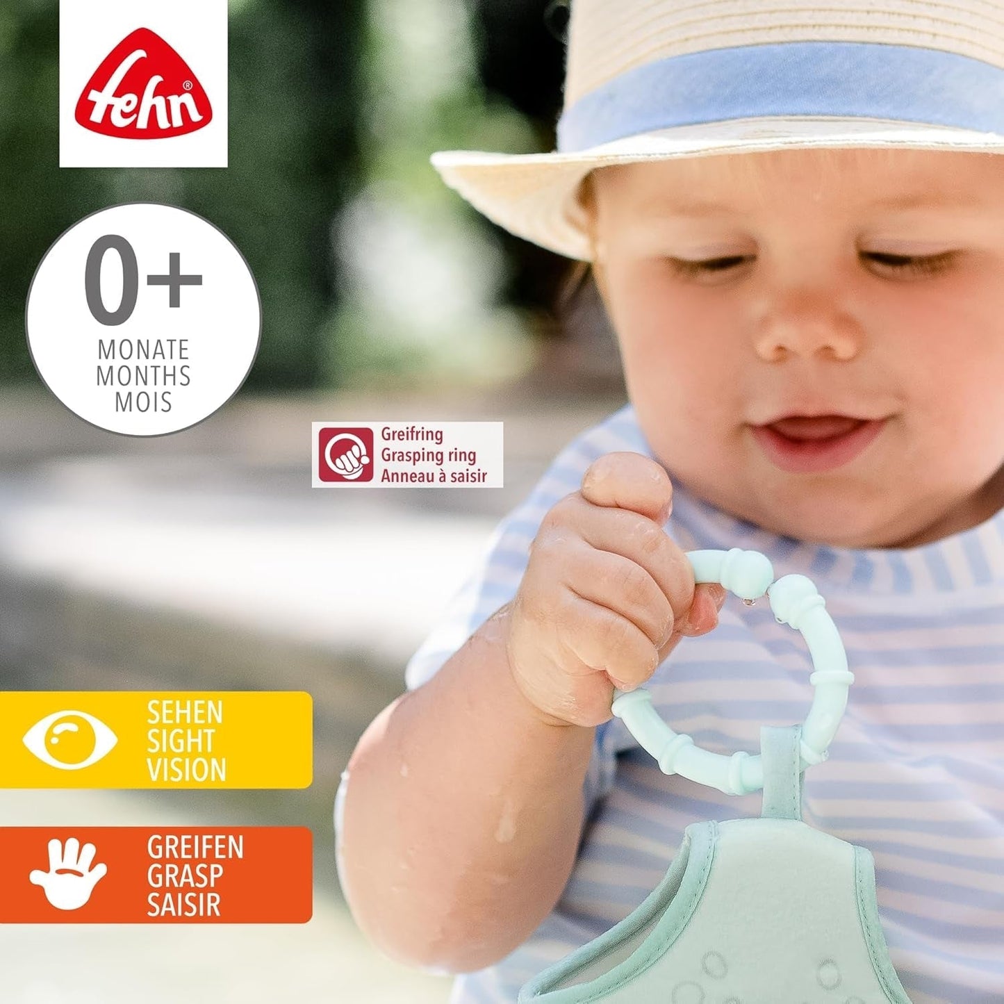Fehn 10 set di anelli di fissaggio - ganci di fissaggio per seggiolino auto, box e culla - anelli di fissaggio per catene per passeggino per la casa e in viaggio - anelli a C per neonati e bambini da 0+ mesi Giocattoli Bebe Naty Shop