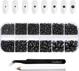 Beadsland 2500 pezzi di vetro per nail art strasssteine ​​​​Kristall Flatback Edelsteine ​​​​Runde, ​​für Handwerk Gemischt 8 Größen SS4 ~ SS30 con picking Pinzette e Stift (Kristall Weiss)