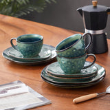 Servizio da caffè in gres Vancasso STARRY Set da caffè da 12 pezzi per 4 persone Include tazze da caffè e piattini Look vintage