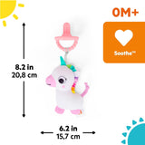 Bright Starts SootheMate Ciuccio in Peluche, Unicorno - Ciuccio staccabile a forma di ciuccio per neonati e bambini più grandi